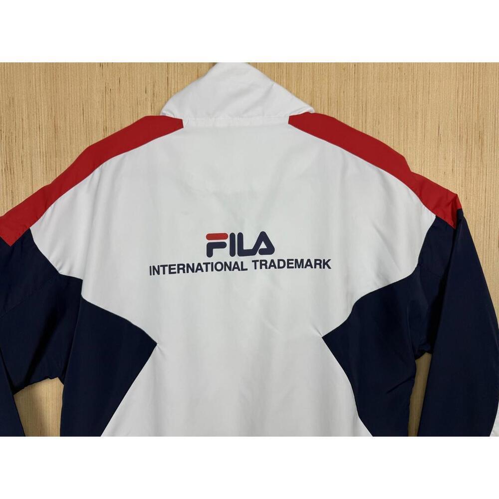 FILA VTG Jacket Mens Sm White Navy Red Full Zip Colorblock Logo Track Athletic - Picture 7 of 9